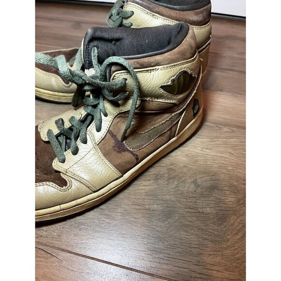 Nike Air Joridan 1 Mid Army Retro Army Forces Leather & Suede Mens Sneakers 11 - Picture 6 of 10